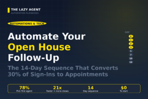 Read more about the article How to Automate Your Open House Follow-Up in 2026 (My 14-Day Sequence That Converts 30% of Sign-Ins to Appointments)